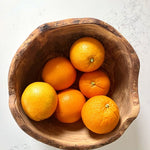 Elegant rustic edges Wooden Bowl with oranges, hand carved in Tunisia