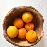 Elegant rustic edges Wooden Bowl with oranges, hand carved in Tunisia