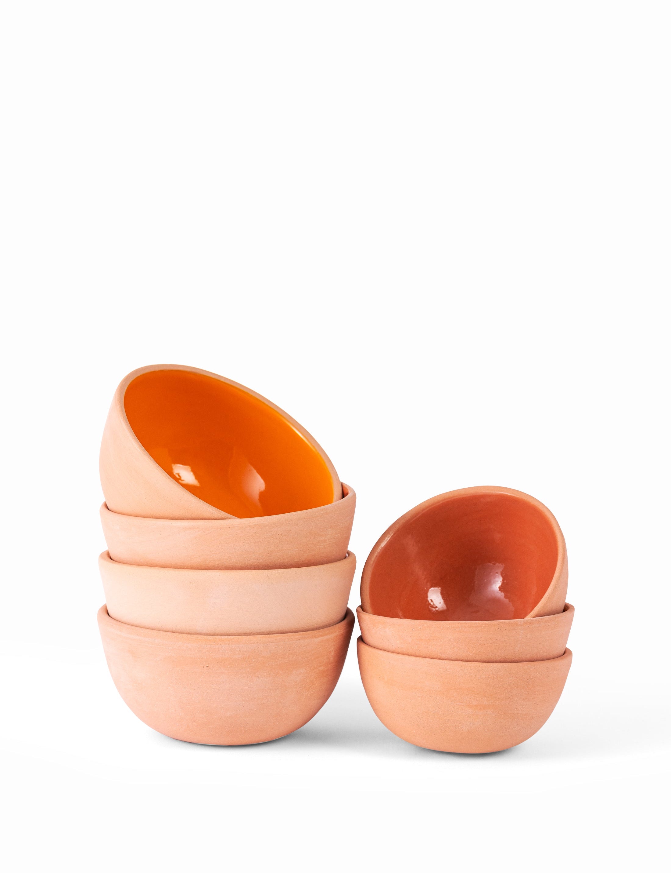 Stack of Orange Sunset Bowls, Tunisian ceramic