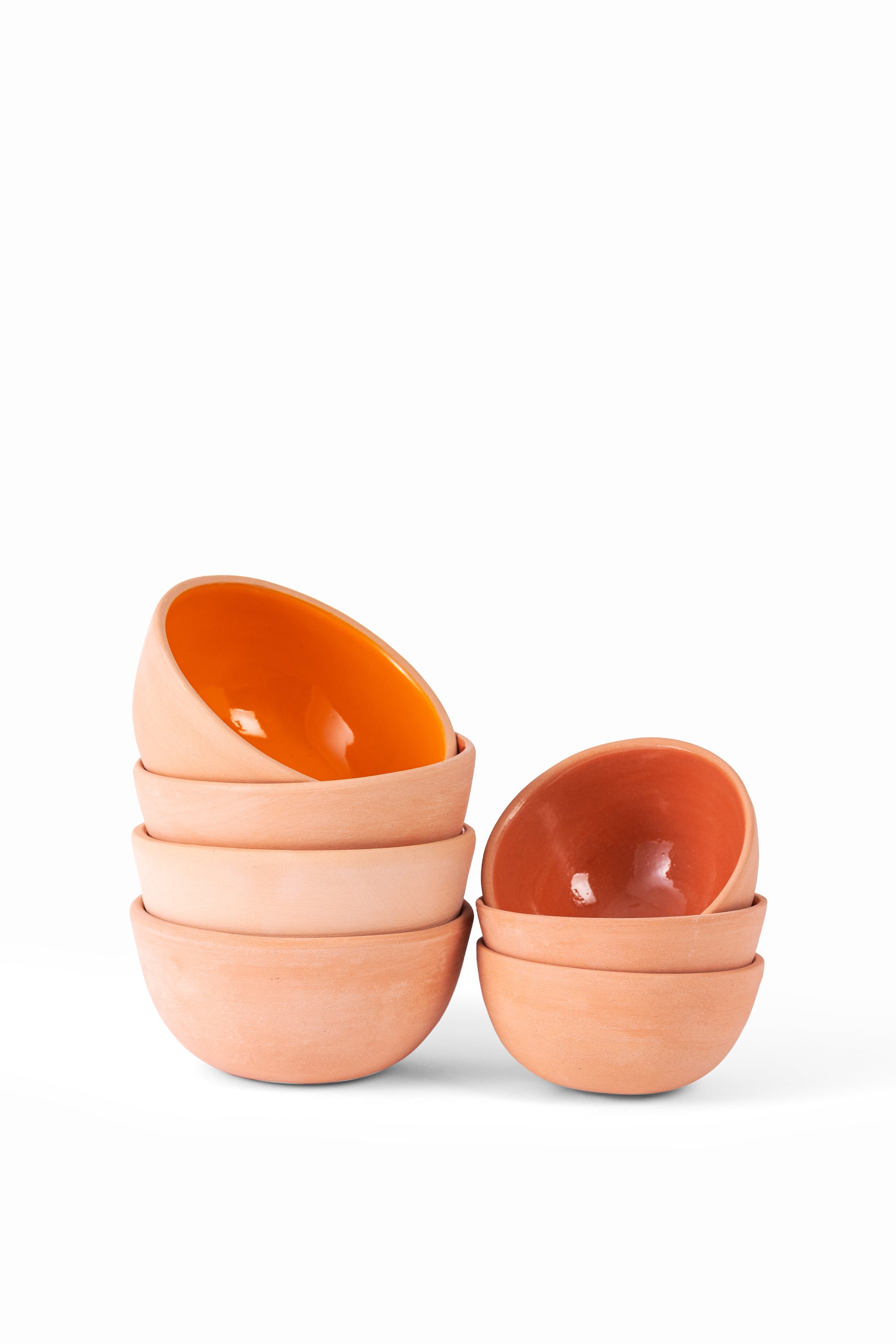 Stack of Orange Sunset Bowls, Tunisian ceramic