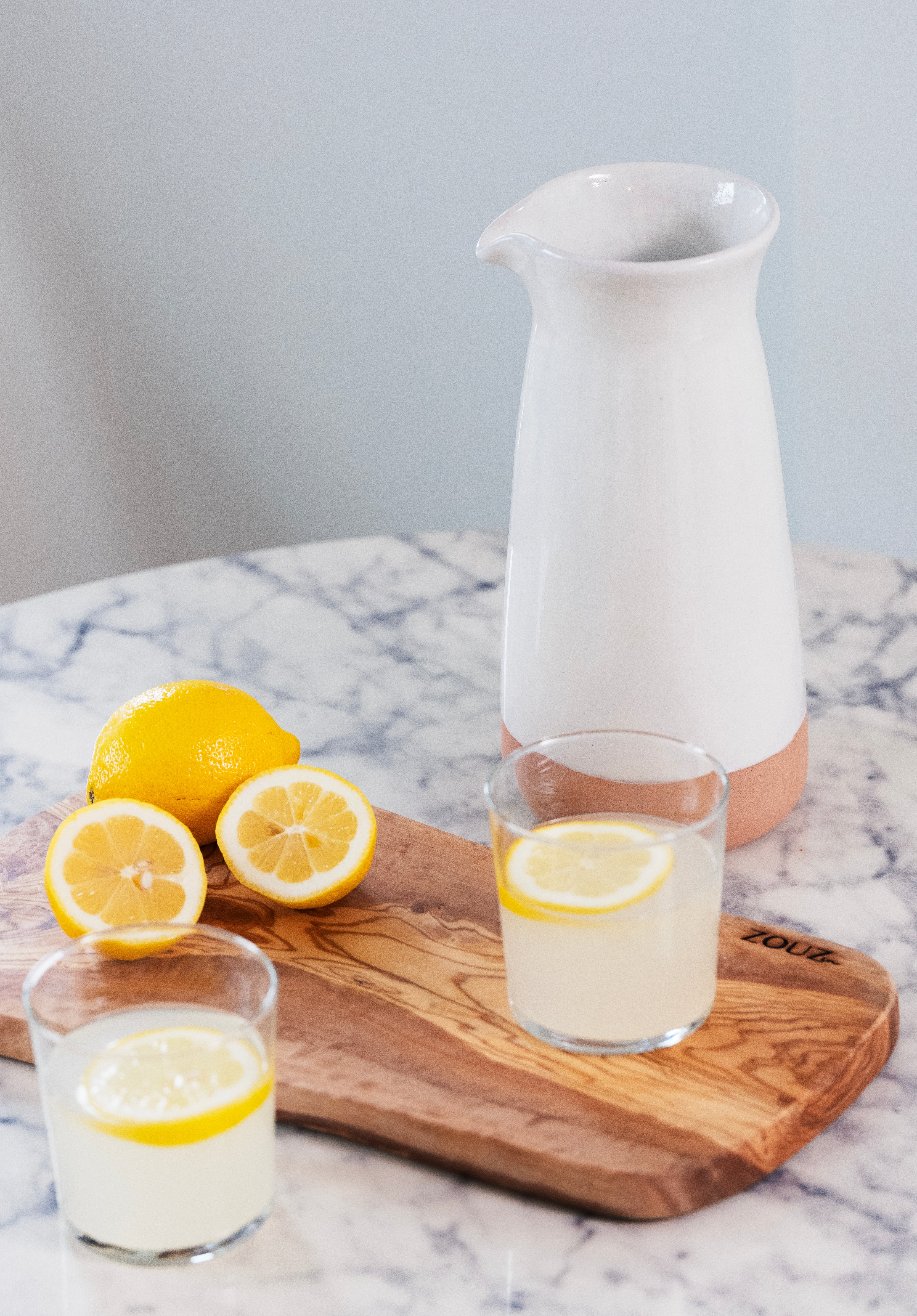 Tunisian ceramic off white pitcher with lemonade