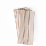 Set of four Hanane Cotton Napkin, stripped beige, nude and gold