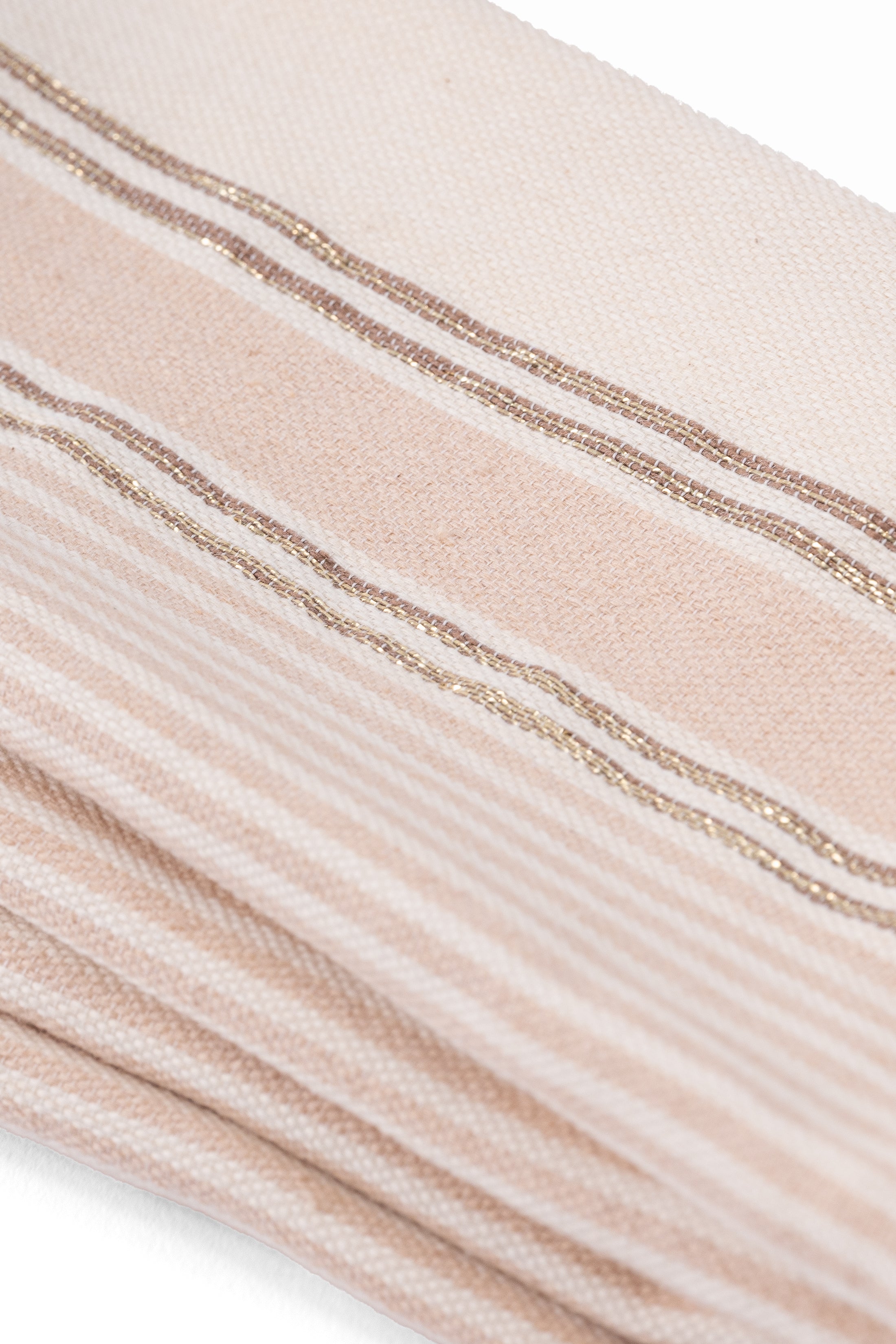 Close up showcasing the stripped cotton of the Hanane Cotton Napkin