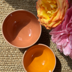 Orange and Peach Tunisian ceramic bowls and flowers