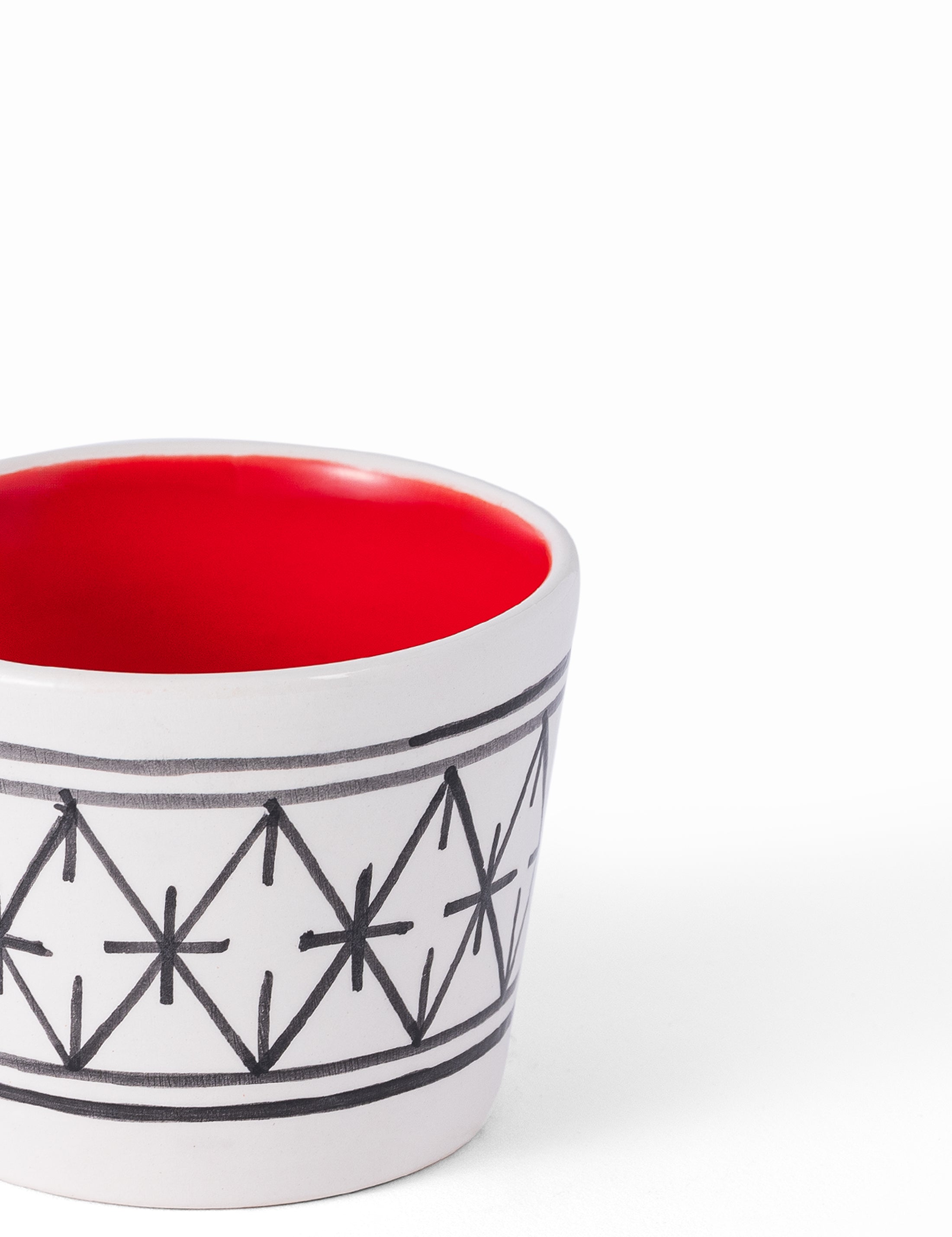 White and red handmade ceramic Neo Berber tumbler 