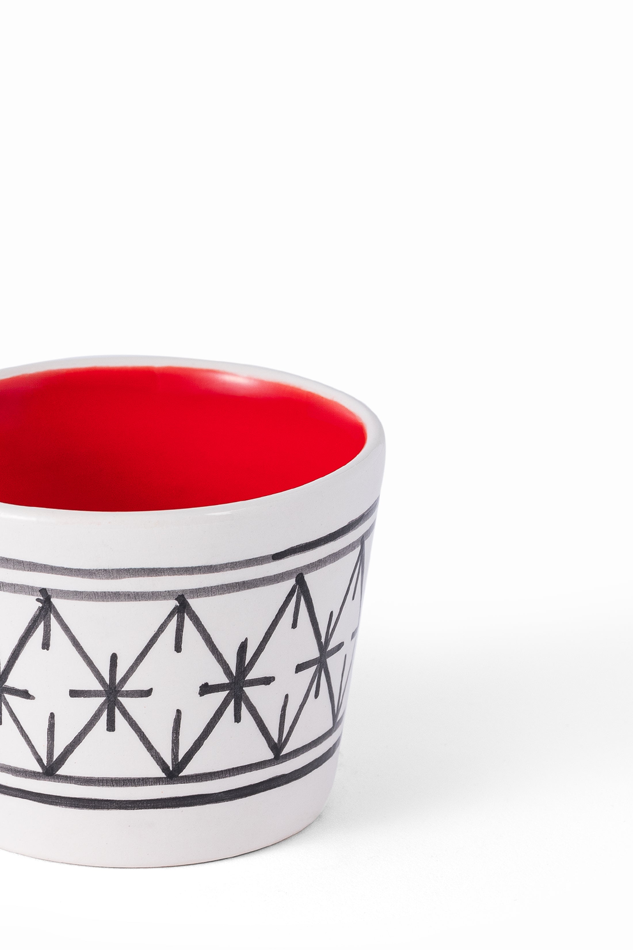 White and red handmade ceramic Neo Berber tumbler 