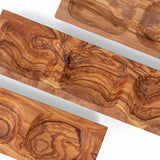 Three Apero Wood platters in a staggered arrangements